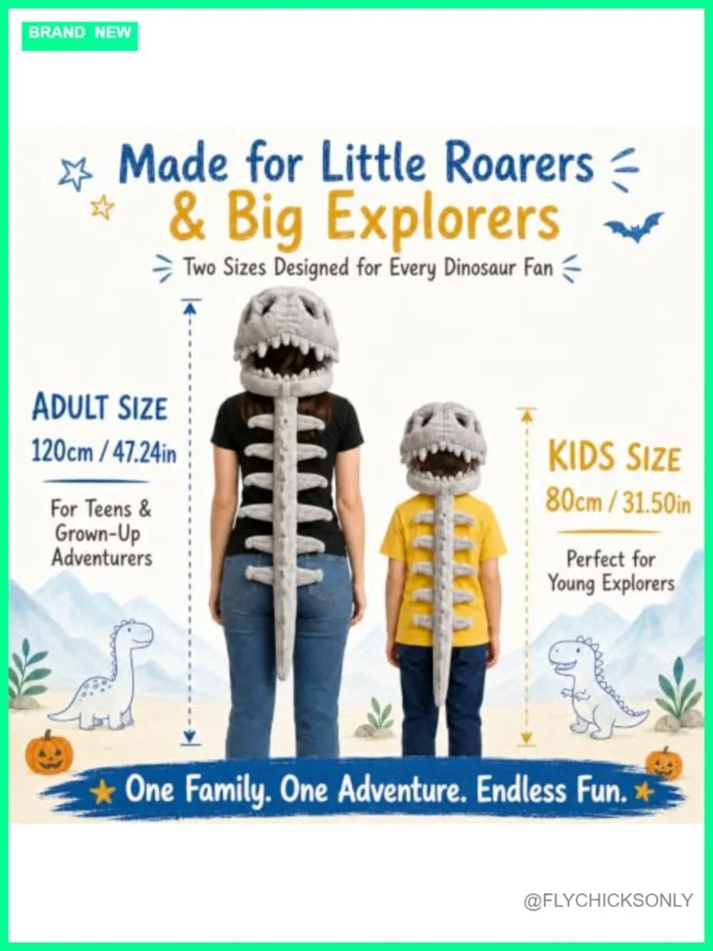 Kids Dinosaur Skeleton Halloween Costume Plush Onesie Pull-On